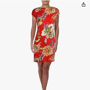 LAUREN RALPH LAUREN Womens Mini Short Sleeve‎ Colorful Floral Dress Sz Medium🟦